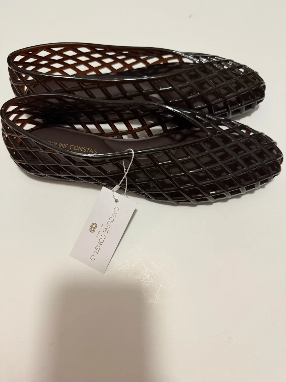 Caroline Constas Dark Brown Jelly Lattice Slip-On Flats